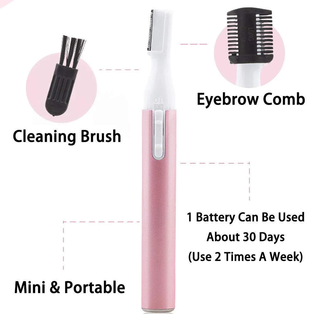 Ultimate Electric Eyebrow Trimmer for Women - Mini Battery-Operated Facial Hair Remover with Adjustable Comb for Effortless Grooming