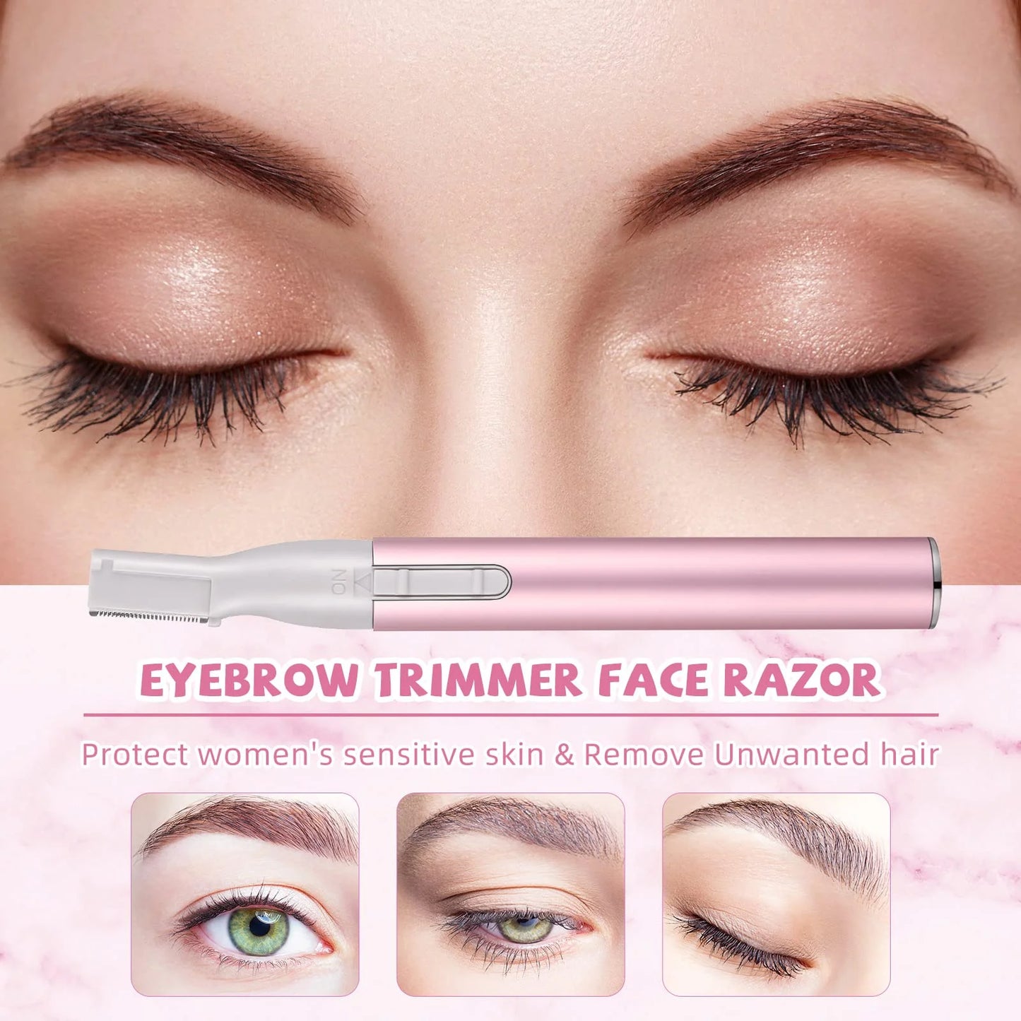 Ultimate Electric Eyebrow Trimmer for Women - Mini Battery-Operated Facial Hair Remover with Adjustable Comb for Effortless Grooming