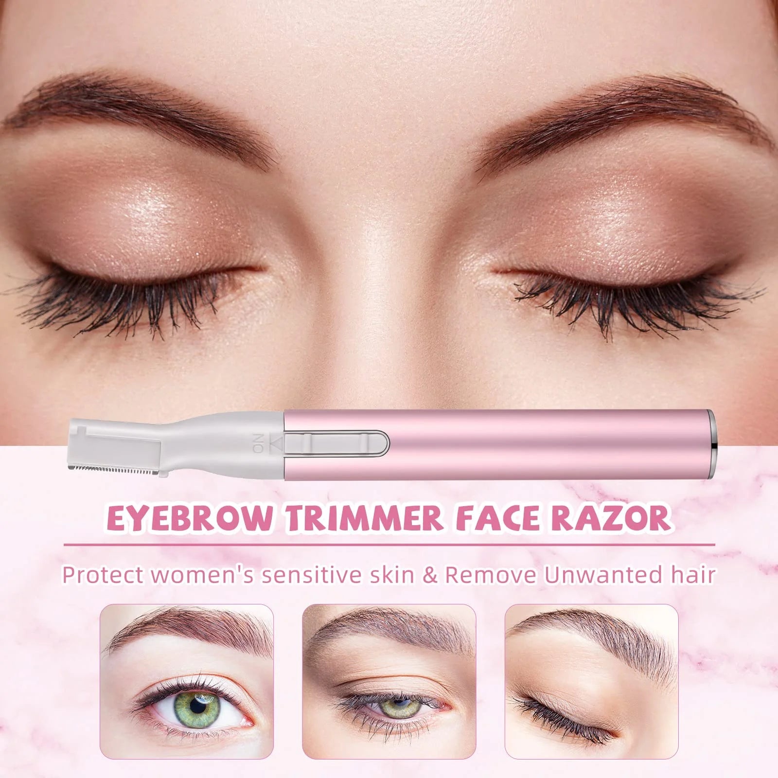 Ultimate Electric Eyebrow Trimmer for Women - Mini Battery-Operated Facial Hair Remover with Adjustable Comb for Effortless Grooming