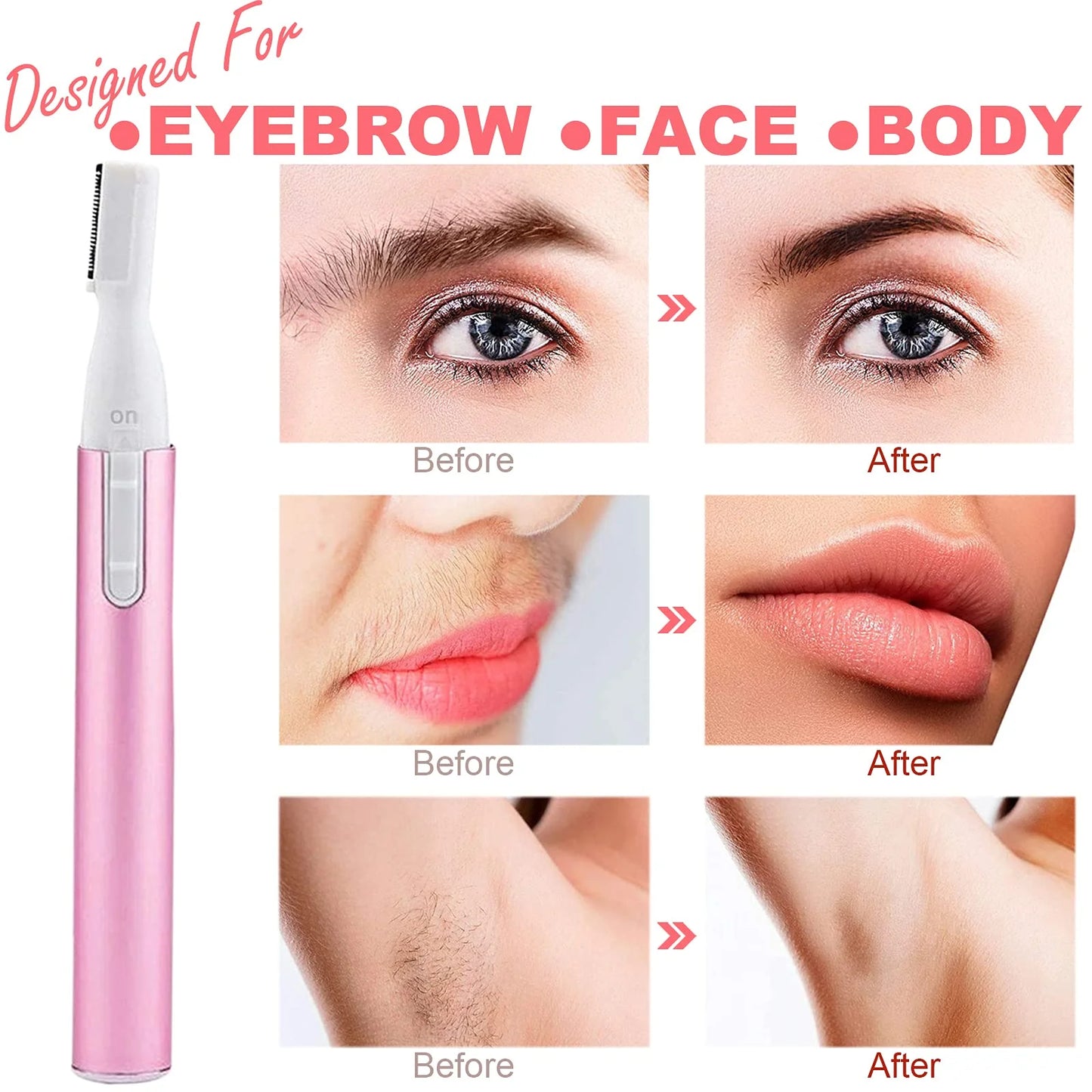 Ultimate Electric Eyebrow Trimmer for Women - Mini Battery-Operated Facial Hair Remover with Adjustable Comb for Effortless Grooming